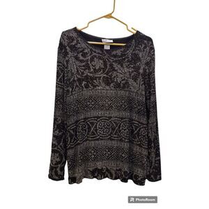 G.W. Division of Graff Vintage Black and Silver Embellished stretchy top